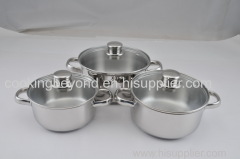 Cooking Pot Set 18cm 20cm 22cm 6 Pcs Stainless Steel Kitchen Cookware
