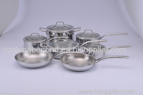 factory sale 12pcs tri-ply s.s. cookware pot set with glass lid