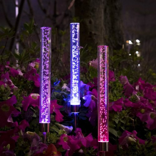 Garden Solar Lights Outdoor Tube Acrylic Bubble RGB Color Changing Stake Lights