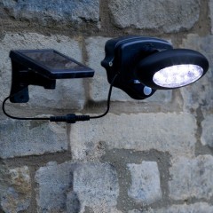 Black Solar Power Motion Wall Light with 3 Metres Wire
