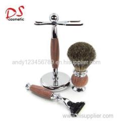 Dishi luxury 3 layer silvertip badger hair shaving brush and stand shaving set