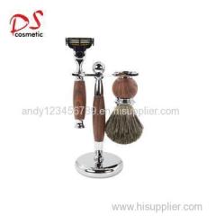 Dishi luxury 3 layer silvertip badger hair shaving brush and stand shaving set