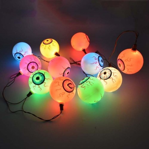 Solar Powered Eyeball String Light for Outdoor Halloween Party Garden Yard Decorations