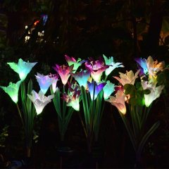 Solar Lily Flower Outdoor Garden Stake Lights