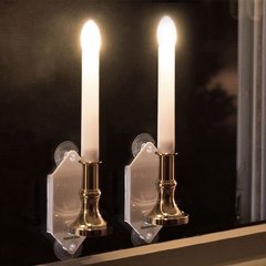 Realistic Flameless LED Solar Flickering Candle Light Rechargeable Window Wall Lamp