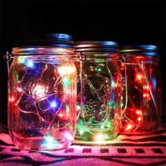 Solar Mason Jar Lights Waterproof Glass Jar Fairy lights with Lid Insert for Garden