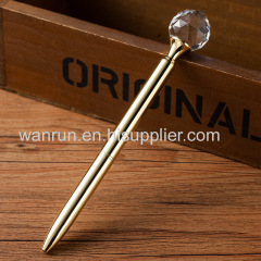 2018 New Design Kawaii Decorative Round Crystal Metal Ballpoint Pen Large Diamond Ball Pens For Fashion Girl