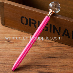 2018 New Design Kawaii Decorative Round Crystal Metal Ballpoint Pen Large Diamond Ball Pens For Fashion Girl