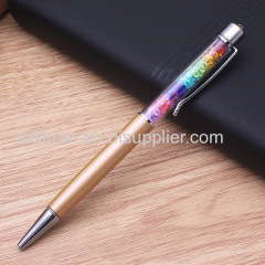 Best selling creative colorful oil floating liquid glitter pen with metal material