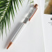Beautiful Metal Rose Red Color Gold Foil Oil Floating Liquid Ballpoint Bic Filled Pen for Promotion