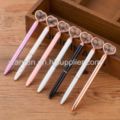 Promotion gifts luxury big carat heart diamond ballpoint crystal pen