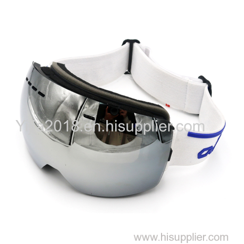 silver mirror winter ice skating magnet goggle anti fog uv400 magnetic lens ski goggles