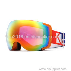 custom colorful TPU frame anti fog ski glasses winter outdoor skating snow goggles