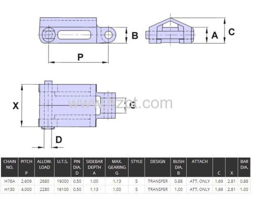 Rooftop transfer chain H78A H130 H138 For Heavy Duty Industry