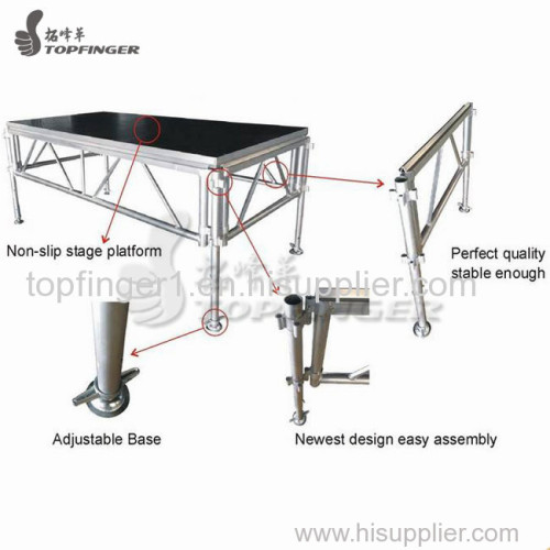 Aluminum Assemble Easy Portable Foldable Foldaway Folding Up Banquet Mobile Stage Platform for sale