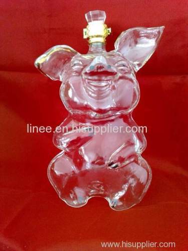 lovely pig glass bottle with cork
