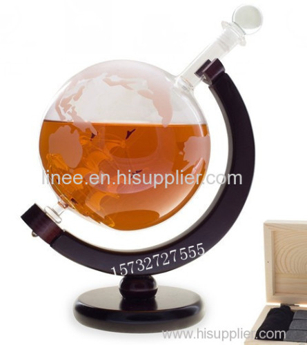 750ml Whiskey Decanter For Spirits Or Wine Decorative Etched Glass Globe Design Spirits Decanter Bottle For Sale