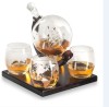 850ML globe shape whiskey glass bottle with cup handmade bottle