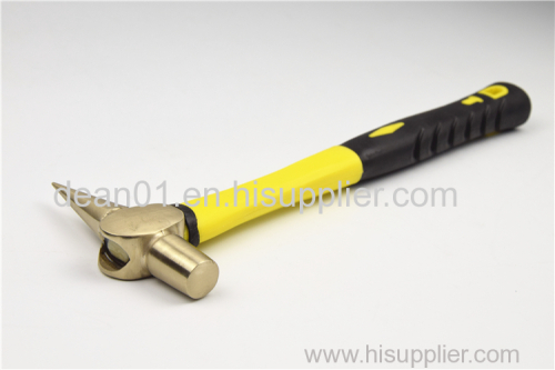 Non Sparking inspection hammer fiberglass handle brass or alcu becu