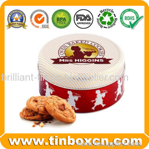 Round Mrs Higgins Biscuit Cookies Tin Box