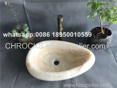 Honey Onyx Bathroom Oval vessel sink natural stone wash basin