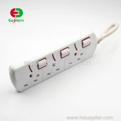 13A Fused BSI Approved 3 gang socket outlet UK power strip with switch and usb port