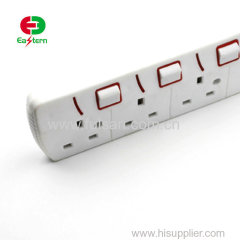 13A Fused BSI Approved 3 gang socket outlet UK power strip with switch and usb port