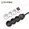 European 3 way extension power strip with individual switch