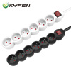 European 6 way extension power strip with individual switch