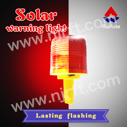 Red inserted and fixed road safety solar warning light