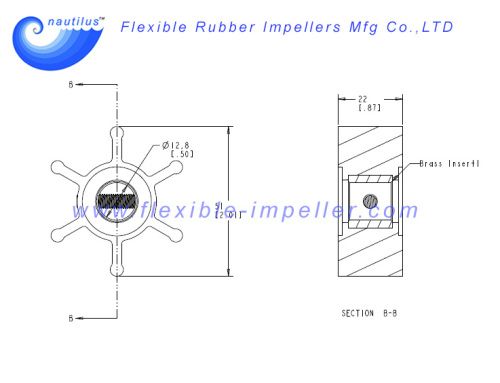 Water Pump Flexible Rubber Impeller Replace Jabsco 673-0001 & Johnson 09-1026B