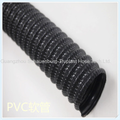 PVC wire reinforced hose with ribs;vacuum cleaner hose;floor scrubber hose;screw-on cuffs and overmolded cuffs availble