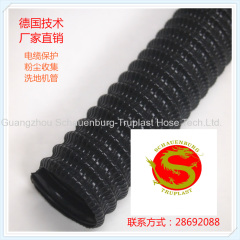 PVC wire reinforced hose with ribs;vacuum cleaner hose;floor scrubber hose;screw-on cuffs and overmolded cuffs availble