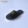 Logo Printed Black Color Disposable Hotel Slippers For Womens / Mens / Kids