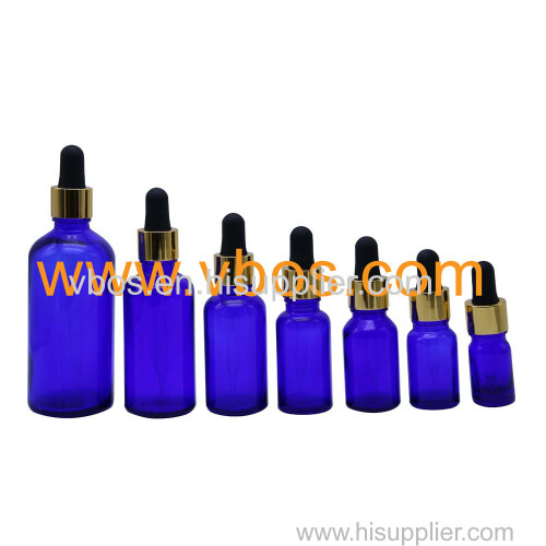 BLUE GLASS ESSENTIAL OIL BOTTLE WITH DROPPER 5ML 10ML 15ML 20ML 30ML 50ML