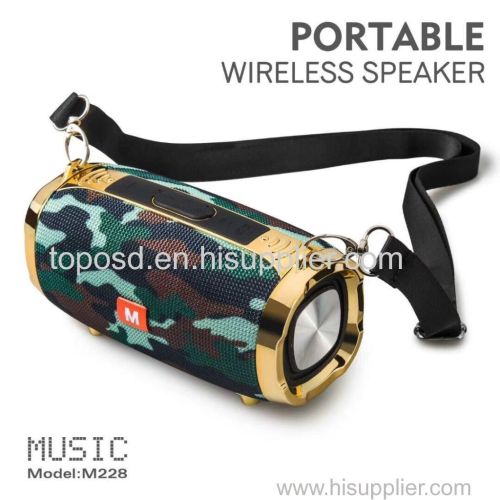 The new M228 wireless bluetooth speaker is a convenient low-tone gun with long round gold plating bluetooth speaker