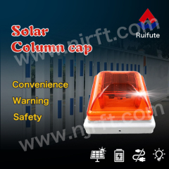 4LED Square red solar column cap traffic warning lights