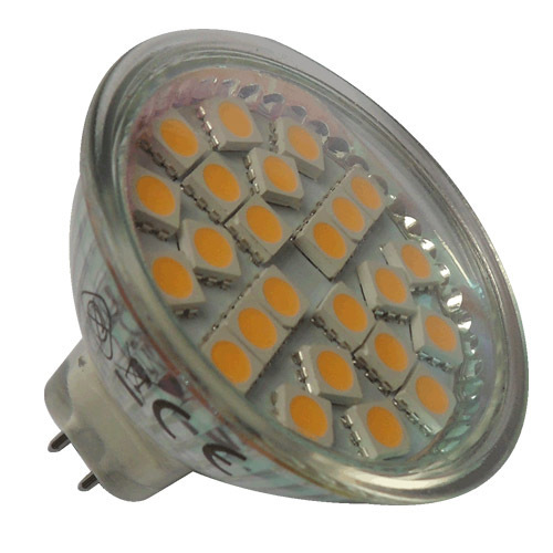 24LEDs 5050SMD 3-3.5W 250-280lm LED MR16 bulb glass body 12V Ra>80