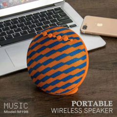 Round design farbic mertail portable wireless bluetooth speaker
