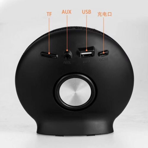 Round design farbic mertail portable wireless bluetooth speaker