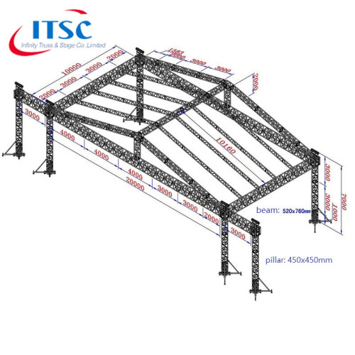 Lighting Truss Roof for Sale Indonesia 20x10x7M