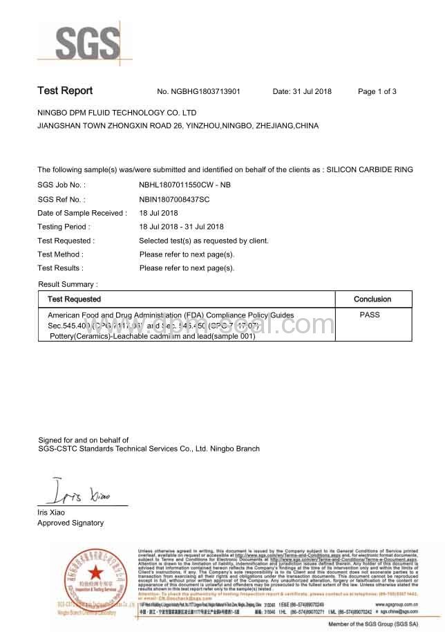 Silicon Carbide ring FDA report