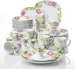 40 Piece Ceramic Dinnerware Set Ivory White Flower Pattern Plate Sets Kitchen Bowl set