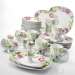 40 Piece Ceramic Dinnerware Set Ivory White Flower Pattern Plate Sets Kitchen Bowl set