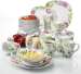 40 Piece Ceramic Dinnerware Set Ivory White Flower Pattern Plate Sets Kitchen Bowl set
