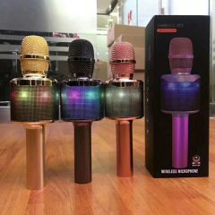 Good Qualtiy Bluetooth Karaoke mic with speaker with led lights for Karaoke home and mobile