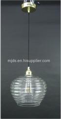 Smoke/Blush/Clear Ridged Glass Pendant