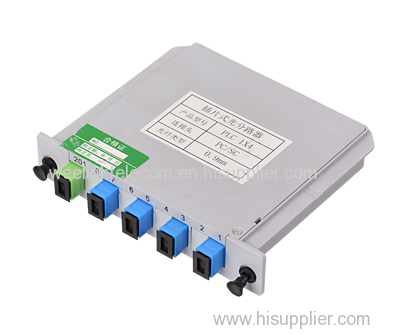 4way FTTH LGX box insertion card type fiber optic PLC splitter with SC/UPC
