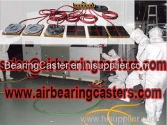 Air casters load moving equipment are powered pneumatically with compressed air