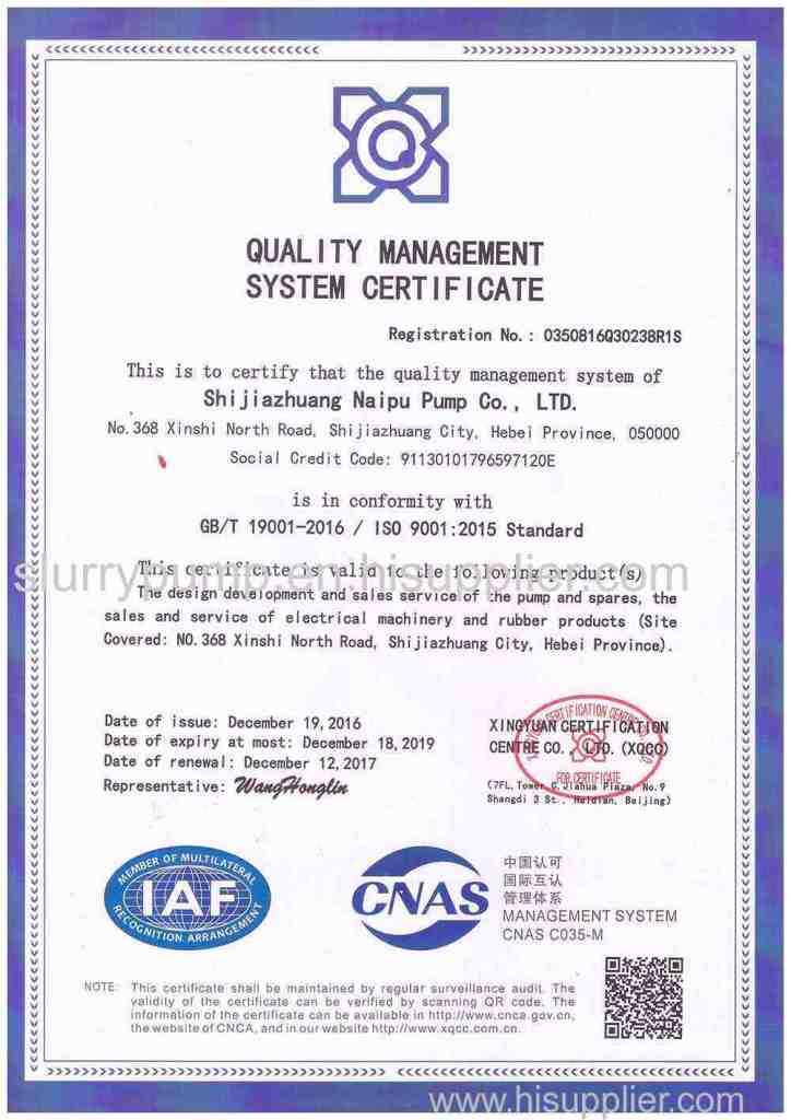 ISO 9001:2015 Naipu Certificate